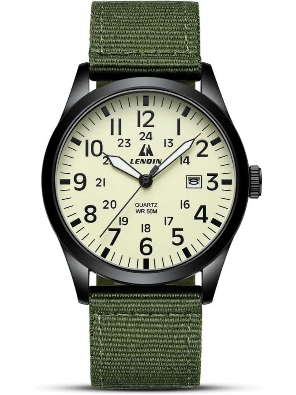 Men's Yellow Green Nylon Strap Stylish Luminous Unisex Military Tactical Watch